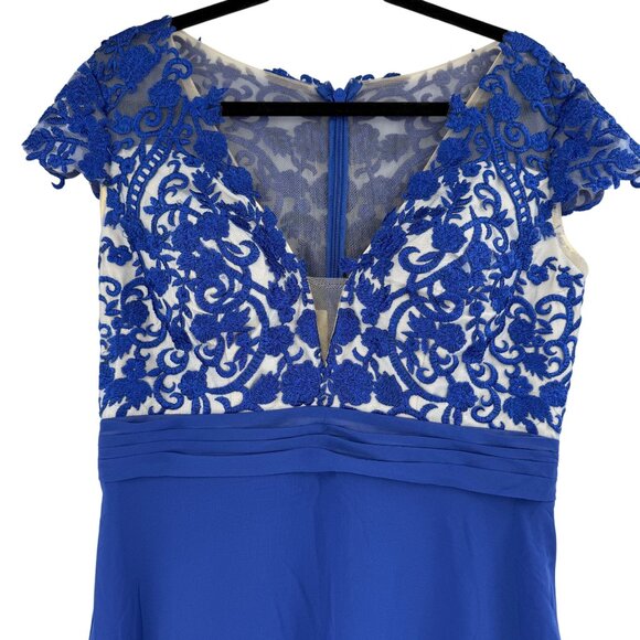 JJs House Royal Blue Lace & Chiffon V-Neck Evening Gown US12/UK14 - Picture 4 of 12